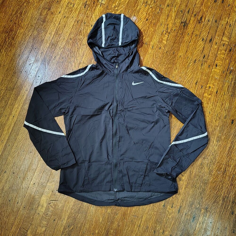 Nike Black Lightweight Hooded Windbreaker Jacket Wmns Medium/T112